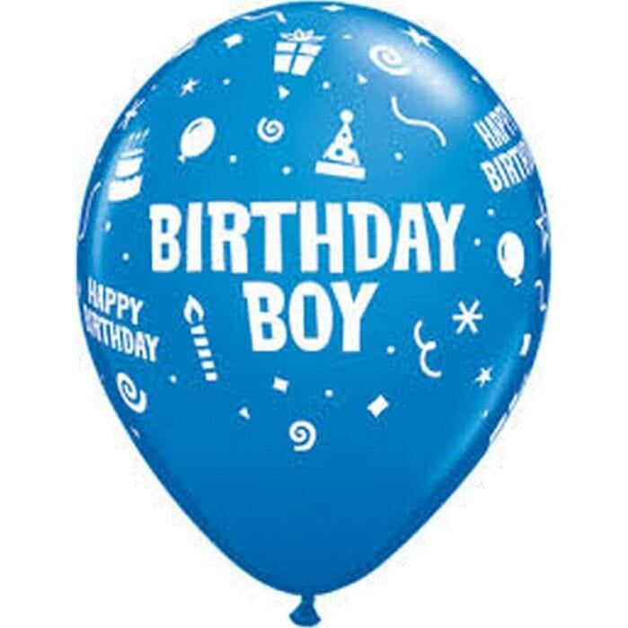 Син латексов балон с надпис Birthday Boy, размер 28 см, идеален за момчешки рожден ден, Emotions Factory.