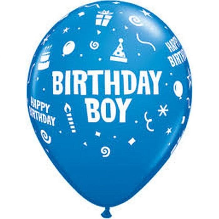 Син латексов балон с надпис Birthday Boy, размер 28 см, идеален за момчешки рожден ден, Emotions Factory.