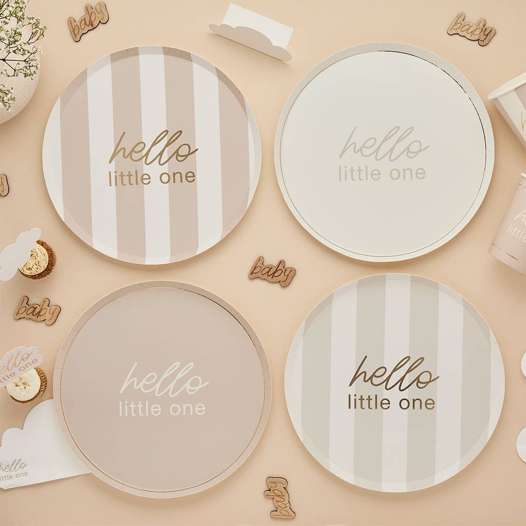 Бежови парти чинии „Hello Little One“, 23 см