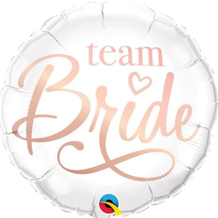 Кръгъл фолио балон с надпис Team Bride, размер 45 см, подходящ за хелий, идеален за моминско парти и празнична декорация, Emotions Factory.