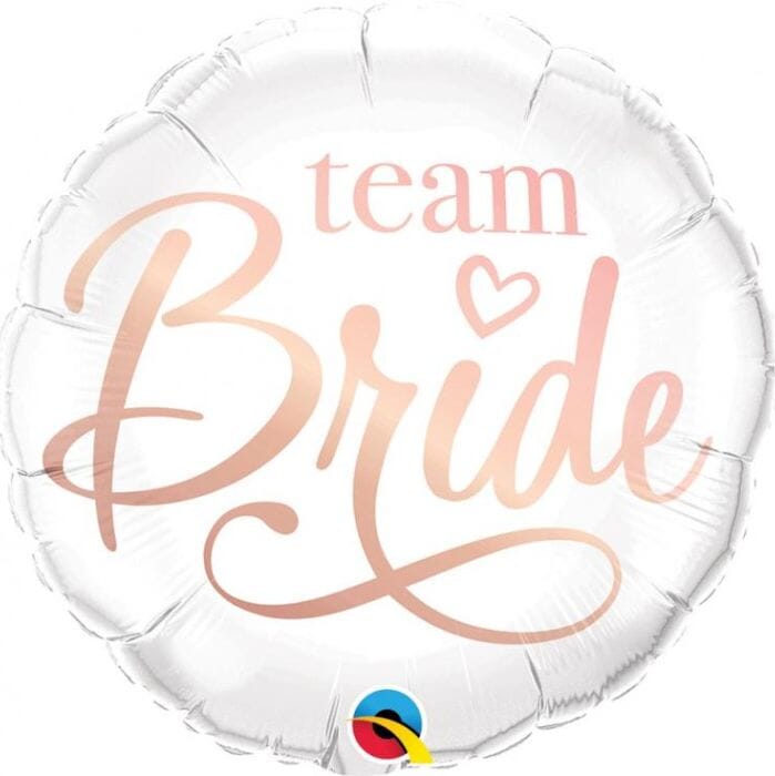 Кръгъл фолио балон с надпис Team Bride, размер 45 см, подходящ за хелий, идеален за моминско парти и празнична декорация, Emotions Factory.
