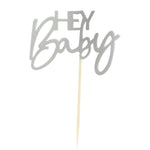 Топери за мъфини „Hey Baby“ в салвия зелен цвят, комплект от 12 броя, перфектни за baby shower, разкриване на пола и бебешки партита, Emotions Factory.
