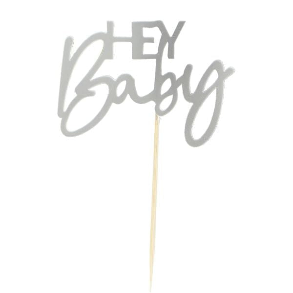 Топери за мъфини „Hey Baby“ в салвия зелен цвят, комплект от 12 броя, перфектни за baby shower, разкриване на пола и бебешки партита, Emotions Factory.