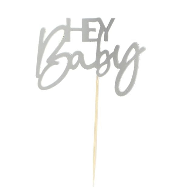 Топери за мъфини „Hey Baby“ в салвия зелен цвят, комплект от 12 броя, перфектни за baby shower, разкриване на пола и бебешки партита, Emotions Factory.