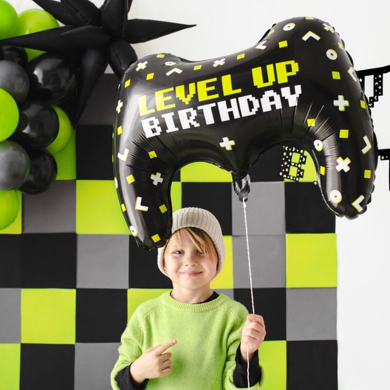 Рожден ден на Геймър - Фолиев балон Геймърска Конзола LEVEL UP Birthday