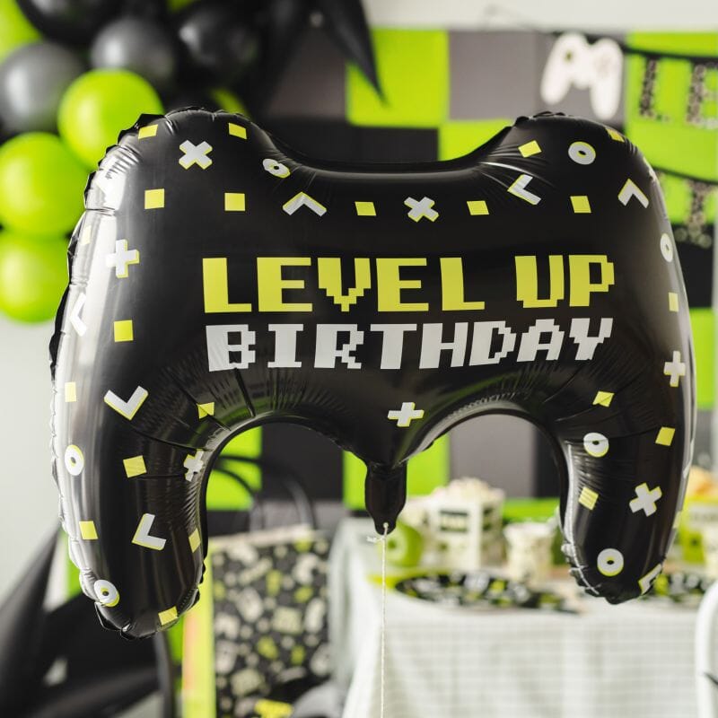 Рожден ден на Геймър - Фолиев балон Геймърска Конзола LEVEL UP Birthday