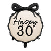 Фолио балон Happy „30“, 47.5x45 см, стилен и забавен, подходящ за хелий и въздух, идеален за юбилейни партита и фотозони, Emotions Factory.