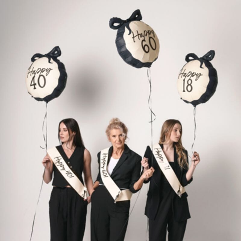 Фолио балон Happy „40“, 47.5x45 см, стилен и забавен, подходящ за хелий и въздух, идеален за юбилейни партита и фотозони, Emotions Factory.