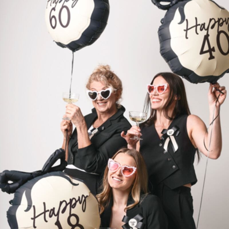 Фолио балон Happy „40“, 47.5x45 см, стилен и забавен, подходящ за хелий и въздух, идеален за юбилейни партита и фотозони, Emotions Factory.