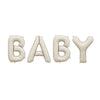 Фолиев балон надпис „BABY“ бежов 140x43 см – украса за baby shower, кръщене и фотосесия, Emotions Factory