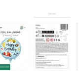 Foil Balloon ''Happy Birthday'', Racing Cars (45cm)