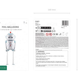 Foil balloon Robot, 37x80 cm, mix