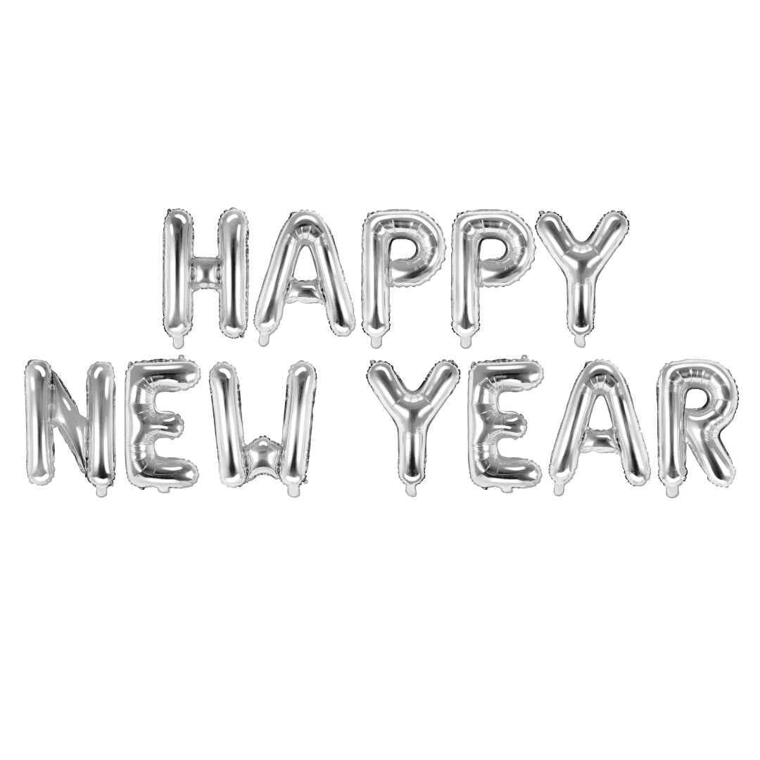 Ôîëèåâ áàëîí íàäïèñ Happy New Year ñðåáúðåí 422x46 ñì – íîâîãîäèøíà óêðàñà çà ïàðòè è ôîòîçîíà, Emotions Factory