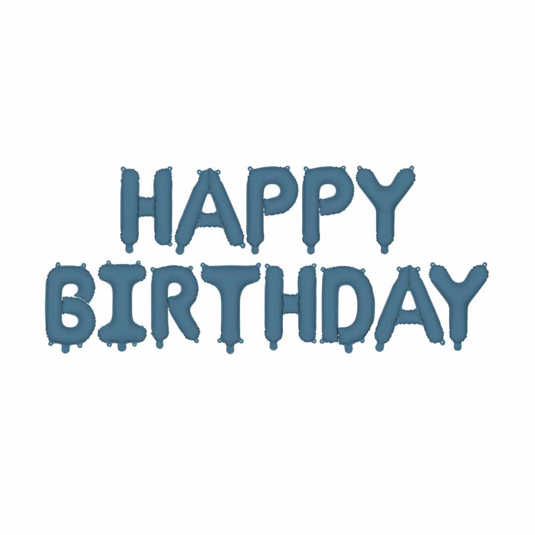 Фолиев балон „Happy Birthday“ в небесно син цвят за детски рожден ден, Emotions Factory