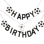 Персонализируем гирлянд за рожден ден с надпис "Happy Birthday" и футболни фланелки с номера, черно-бял дизайн, 1.5 м, идеален за футболни партита, Emotions Factory.