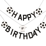 Персонализируем гирлянд за рожден ден с надпис "Happy Birthday" и футболни фланелки с номера, черно-бял дизайн, 1.5 м, идеален за футболни партита, Emotions Factory.