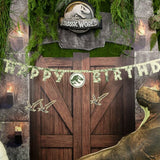 Банер Happy Birthday Jurassic World за украса на детски рожден ден с динозаври