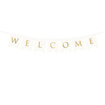 Банер Welcome за посрещане на бебе в бяло със златни букви, Emotions Factory