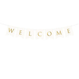 Банер Welcome за посрещане на бебе в бяло със златни букви, Emotions Factory
