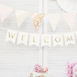 Банер Welcome за посрещане на бебе в бяло със златни букви, Emotions Factory