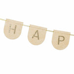 Филцов банер "Happy Birthday", с цветя,бежов, 3 м, елегантен и стилен, подходящ за рождени дни на малки и големи, Emotions Factory.