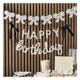 "Happy Birthday" banner with black satin ribbons (2 x 2m.)