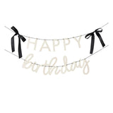 "Happy Birthday" banner with black satin ribbons (2 x 2m.)