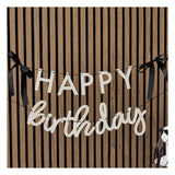 "Happy Birthday" banner with black satin ribbons (2 x 2m.)