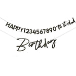 Банер "Happy birthday" за персонализиране в черен цвят за украса за рожден ден, Emotions factory