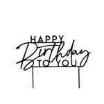 Черен акрилен топер за торта Happy Birthday To You – стилна украса за рожден ден, Emotions Factory