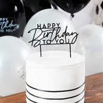 Черен акрилен топер за торта Happy Birthday To You – стилна украса за рожден ден, Emotions Factory