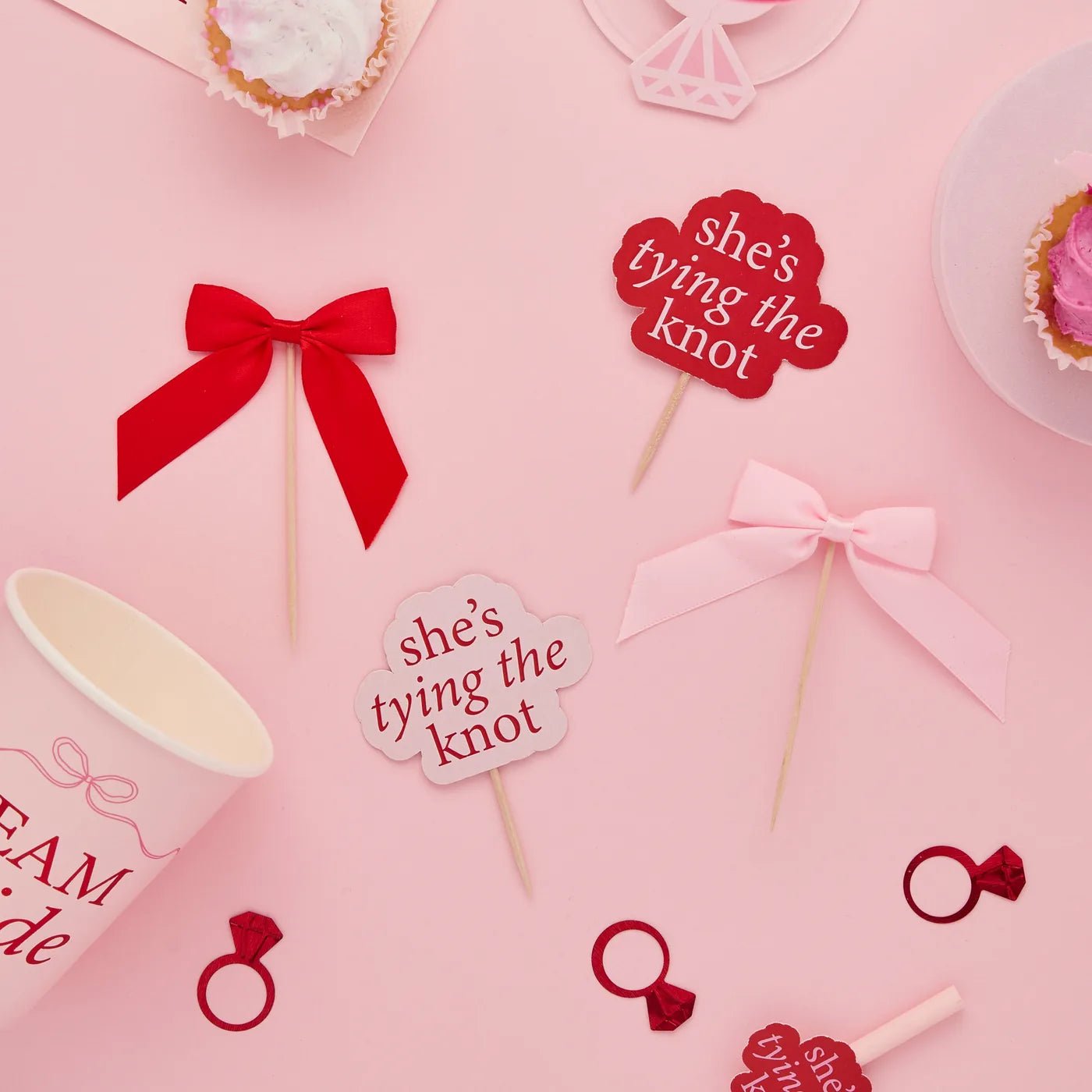 "She's Tying the Knot" Party Picks with Ribbons (12 pcs./pack)