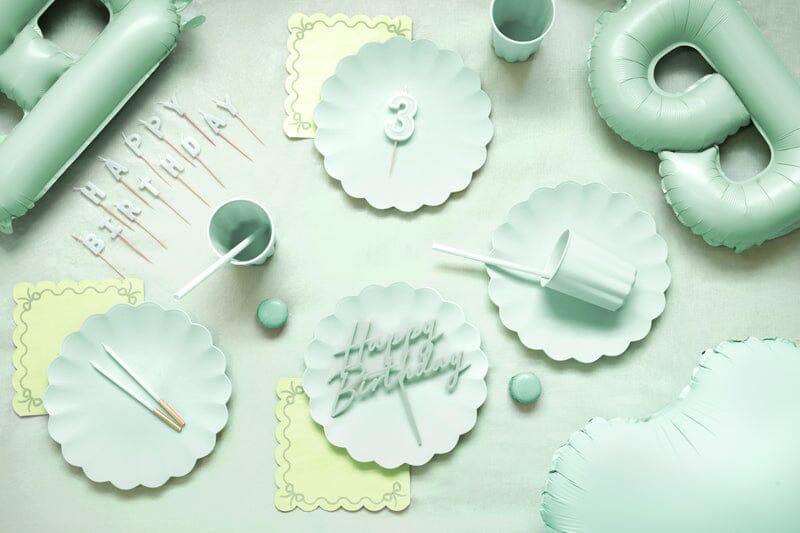 "Happy Birthday" Cake Topper - Acrylic, Mint Green (18 x 16.5cm)