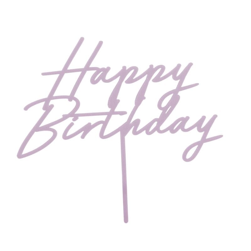 Акрилен топер за торта Happy Birthday в матов лилав цвят, 16.5 см височина, подходящ за рожден ден на деца и възрастни, Emotions Factory.
