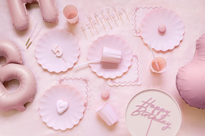 "Happy Birthday" Cake Topper - acrylic, powder pink (18 x 16.5cm)