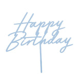 "Happy Birthday" Cake Topper - acrylic, misty blue (18 x 16.5cm)