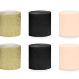 Crepe 5cm/10m, set of 6, black-gold mix (1 pack / 6 pc.)