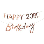 Банер за Персонализиране "Happy Birthday" в розово злато за украса за рожден ден на момиче или жена, Emotions factory