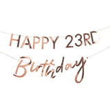 Банер за Персонализиране "Happy Birthday" в розово злато за украса за рожден ден на момиче или жена, Emotions factory