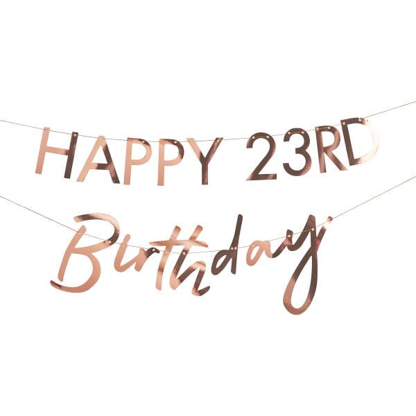 Банер за Персонализиране "Happy Birthday" в розово злато за украса за рожден ден на момиче или жена, Emotions factory