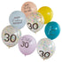 Парти сет от Разноцветни Балони със Забавни Надписи "Dirty 30" (8бр./оп.)