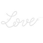 LED неонов надпис „Love“ в бял цвят, идеален за романтична атмосфера и декорация на сватби, годишнини, Свети Валентин и тематични партита, Emotions Factory.