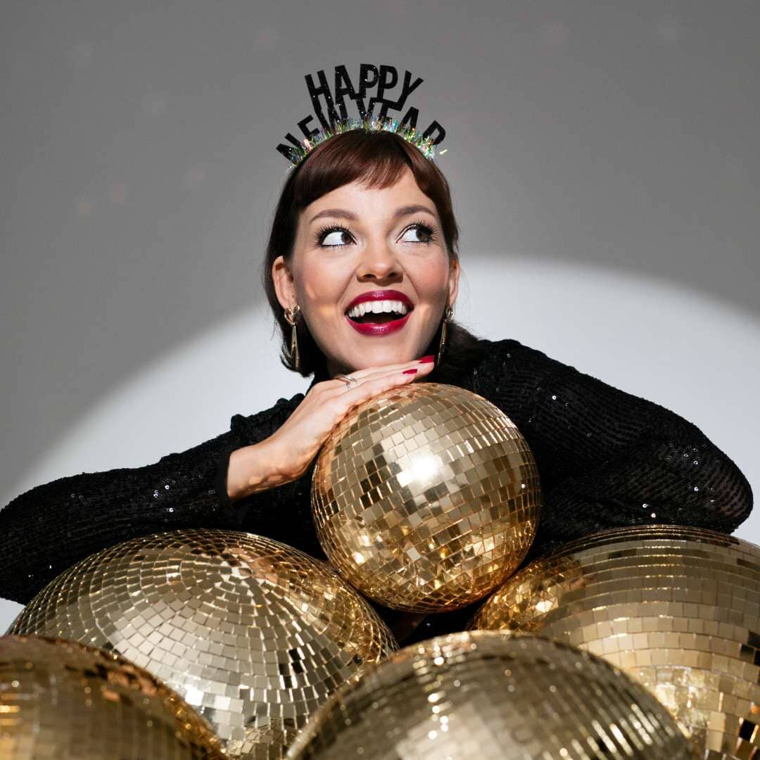 Диадема "Happy New Year" в черен цвят,аксесоари за Нова година, Emotions Factory