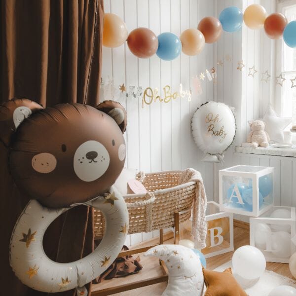 Кутии за балони BABY 30x30 см, бели за украса за бебешко парти, кръщене и фотосесия, Emotions Factory