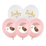 Латексови Балони в Розово и Бяло Мече с Луна и Надпис Baby Girl, Emotions Factory