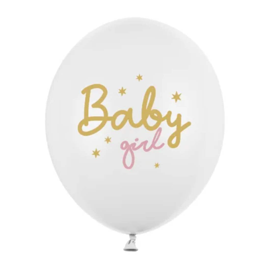 Бял Латексов Балон Baby Girl за посрещане на бебе момиче, Emotions Factory