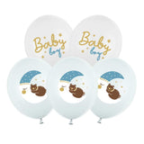 Латексови Балони в Синьо и Бяло Мече с Луна и Надпис Baby Boy, Emotions Factory