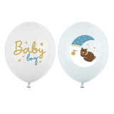 Латексови Балони в Синьо и Бяло Мече с Луна и Надпис Baby Boy, Emotions Factory