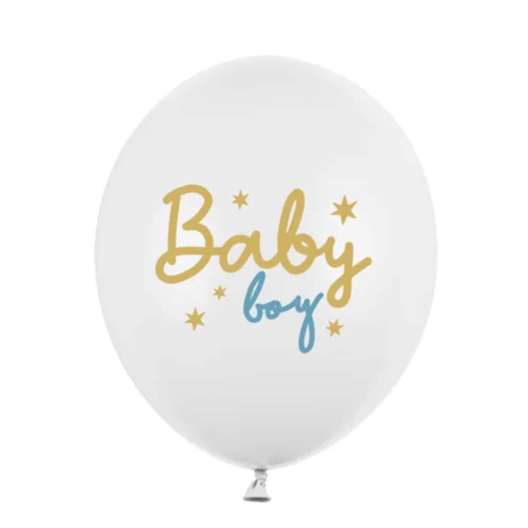 Бял Латексов Балон Baby Boy за посрещане на бебе момче, Emotions Factory
