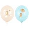 Латексови балони с мишка и цифра 1 в светлосин цвят, размер 30 см, комплект 5 броя, подходящи за украса за първи рожден ден на момченце, Emotionsfactory.bg